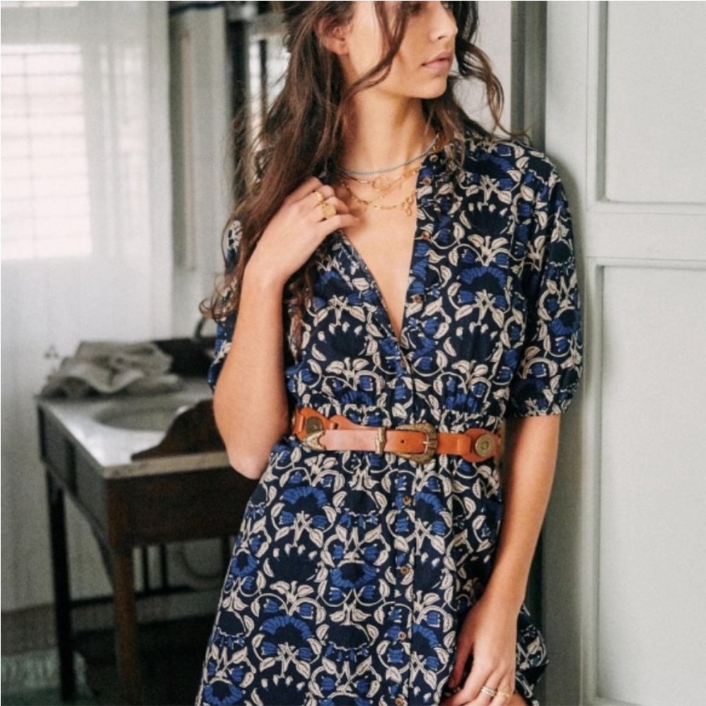 ✨Sezane Jasmin Blue Dress